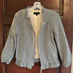 JCrew zip up gingham jacket with pockets